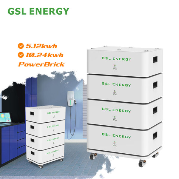 Vertical stacking design of GSL 5.12kWh 10.24kWh LiFePO4 battery system